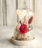 Prezenty dla Mamy kwiaty flowerboxy kompozycja kwiatowa w szklanej kopule, prezent dla mamy flowerbox z suszonych kwiatów, suszone kwiaty w szkle, prezent na dzień mamy kwiaty1