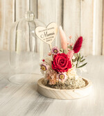 Prezenty dla Mamy kwiaty flowerboxy kompozycja kwiatowa w szklanej kopule, prezent dla mamy flowerbox z suszonych kwiatów, suszone kwiaty w szkle, prezent na dzień mamy kwiaty2