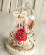 Prezenty dla Mamy kwiaty flowerboxy kompozycja kwiatowa w szklanej kopule, prezent dla mamy flowerbox z suszonych kwiatów, suszone kwiaty w szkle, prezent na dzień mamy kwiaty4