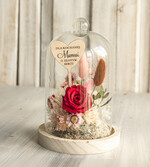 Prezenty dla Mamy flowerboxy, box ze słodyczami  kompozycja kwiatowa w szklanej kopule, prezent dla mamy flowerbox z suszonych kwiatów, suszone kwiaty w szkle, prezent na dzień mamy kwiaty3