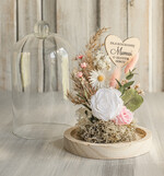 Prezenty dla Mamy kwiaty flowerboxy wieczna róża w szklanej kopule, prezent dla mamy flowerbox z suszonych kwiatów, suszone kwiaty w szkle, kompozycja kwiatowa w kopułce ze szkła2