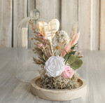 Prezenty dla Mamy flowerboxy, box ze słodyczami  wieczna róża w szklanej kopule, prezent dla mamy flowerbox z suszonych kwiatów, suszone kwiaty w szkle, kompozycja kwiatowa w kopułce ze szkła3