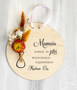 Prezenty dla Mamy kwiaty flowerboxy drewniana kartka z życzeniami na dzień Mamy prezent dla Mamy z okazji dnia Matki, kwiaty prezent dla mamy, kompozycja z suszonych kwiatów pomysł na prezent dla mamy0