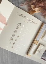 Dekoracje Sali weselnej/Dodatki do Zdjęć Zestaw na ślub w plenerze Złoty Zestaw na ślub w plenerze - wachlarz chusteczki i płatkowe konfetti- weselna linia czasu - timeline - prezent dla gości15