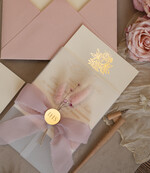Zaproszenia na Komunię  dziewczynka  Różowe zaproszenia komunijne z dmuszkiem dla dziewczynki, zaproszenia na komunię ze wstążką, złote zaproszenia na komunię, zaproszenia na Pierwszą Komunię2