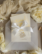 Zaproszenia na Komunię  dziewczynka  delikatne zaproszenia Komunijne Eleganckie zaproszenia komunijne dla dziewczynki, zaproszenia na komunię ze wstążką, złote zaproszenia na komunię z ozdobnym lakiem2