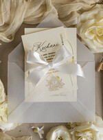 Zaproszenia na Komunię  dziewczynka  delikatne zaproszenia Komunijne Eleganckie zaproszenia komunijne dla dziewczynki, zaproszenia na komunię ze wstążką, złote zaproszenia na komunię z ozdobnym lakiem3