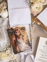 Zaproszenia na Komunię  dziewczynka  Eleganckie zaproszenia na Pierwszą komunię dla Matki Chrzestnej, wyjątkowe zaproszenia na komunię dla Rodziców  chrzestnych, Zaproszenie Vip dla Baci i Dziadka2