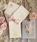 Zaproszenia na Komunię dla Dziewczynki dziewczynka  komunijne złote zaproszenia z kwiatkami, zaproszenia na Pierwszą komunię w kieszonce ze wstążką, zaproszenia na komunię dla dziewczynki, zaproszenie w kieszonce na komunię 3