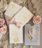 Zaproszenia na Komunię dla Dziewczynki dziewczynka  komunijne złote zaproszenia z kwiatkami, zaproszenia na Pierwszą komunię w kieszonce ze wstążką, zaproszenia na komunię dla dziewczynki, zaproszenie w kieszonce na komunię 7