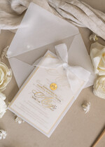 Zaproszenia na Komunię  dziewczynka  komunijne złote zaproszenia, zaproszenia na Pierwszą komunię w kieszonce ze wstążką, zaproszenie w kieszonce na komunię 2