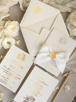 Zaproszenia na Komunię  dziewczynka  Nietypowe zaproszenia komunijne dla dziewczynki, zaproszenia na komunię ze wstążką, złote zaproszenia na komunię, zaproszenia na Pierwszą Komunię1