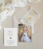 Zaproszenia na Komunię  dziewczynka  proste nowoczesne zaroszenia na komunię, komunijne ze zdjeciem kalkowe 2
