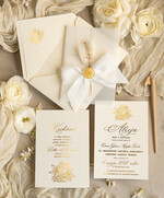 Zaproszenia na Komunię  dziewczynka  Nietypowe zaproszenia komunijne z dmuszkiem dla dziewczynki, zaproszenia na komunię ze wstążką, złote zaproszenia na komunię, zaproszenia na Pierwszą Komunię1