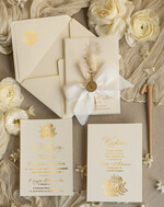 Zaproszenia na Komunię  dziewczynka  Nietypowe zaproszenia komunijne z dmuszkiem dla dziewczynki, zaproszenia na komunię ze wstążką, złote zaproszenia na komunię, zaproszenia na Pierwszą Komunię2