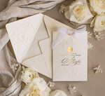 Zaproszenia na Komunię dla Dziewczynki dziewczynka  komunijne złote zaproszenia, zaproszenia na Pierwszą komunię z tłoczonymi kwiatami, tłoczone złocone zaproszenie w kieszonce na komunię3