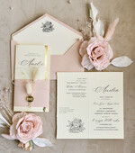 Zaproszenia na Komunię  dziewczynka  Podłużne różowe złocone zaproszenia na Komunię nowoczesne  Zaproszenia komunijne personalizowane5