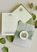 Zaproszenia na Komunię  chłopiec szałwiowe złocone zaproszenia na Komunię nowoczesne  Kalkowe Zaproszenia komunijne personalizowane3