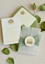 Zaproszenia na Komunię  chłopiec szałwiowe złocone zaproszenia na Komunię nowoczesne  Kalkowe Zaproszenia komunijne personalizowane4