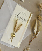 Zaproszenia na Komunię  chłopiec Podłużne szałwiowe złocone zaproszenia na Komunię nowoczesne   Zaproszenia komunijne personalizowane2