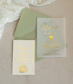 Zaproszenia na Komunię  chłopiec szałwiowe złocone zaproszenia na Komunię  Kalkowe Zaproszenia komunijne personalizowane2