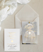 Zaproszenia na Komunię  chłopiec złocone zaproszenia na Komunię ze zdjęciem  Kalkowe Zaproszenia komunijne personalizowane6