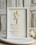 Pamiątki Prezenty na komunię  podziękowania dla najbliższych  podziękowanie dla Matki Chrzestnej na Komunię, Komunijne podziękowania dla Matki i Ojca Chrzestnego w białej ramie 1