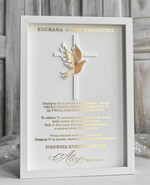 Pamiątki Prezenty na komunię  podziękowania dla najbliższych  podziękowanie dla Matki Chrzestnej na Komunię, Komunijne podziękowania dla Matki i Ojca Chrzestnego w białej ramie 0