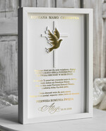 Pamiątki Prezenty na komunię  podziękowania dla najbliższych  podziękowanie dla Matki Chrzestnej na Komunię, Komunijne podziękowania dla Matki i Ojca Chrzestnego w białej ramie 1