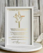 Pamiątki Prezenty na komunię  podziękowania dla najbliższych  podziękowanie dla Matki Chrzestnej na Komunię, Komunijne podziękowania dla Matki i Ojca Chrzestnego w białej ramie 0