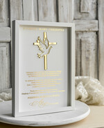 Pamiątki Prezenty na komunię  podziękowania dla najbliższych  podziękowanie dla Matki Chrzestnej na Komunię, Komunijne podziękowania dla Matki i Ojca Chrzestnego w białej ramie 1