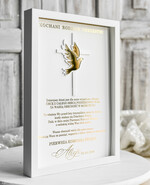 Pamiątki Prezenty na komunię  podziękowania dla najbliższych  podziękowanie dla rodziców Chrzestnych na Komunię, Komunijne podziękowania dla Matki i Ojca Chrzestnego w białej ramie 1