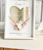 Pamiątki Prezenty na komunię  podziękowania dla najbliższych  podziękowanie dla Matki Chrzestnej na Komunię, Komunijne podziękowania dla Matki i Ojca Chrzestnego Rama i kwiaty , Flowerbox Serce 1