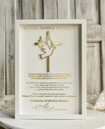 Pamiątki Prezenty na komunię  podziękowania dla najbliższych  podziękowanie dla rodziców Chrzestnych na Komunię, Komunijne podziękowania dla Matki i Ojca Chrzestnego w białej ramie 0