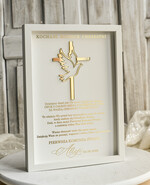 Pamiątki Prezenty na komunię  podziękowania dla najbliższych  podziękowanie dla rodziców Chrzestnych na Komunię, Komunijne podziękowania dla Matki i Ojca Chrzestnego w białej ramie 1