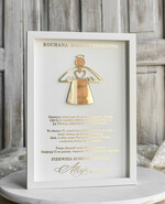 Pamiątki Prezenty na komunię  podziękowania dla najbliższych  podziękowanie dla Matki Chrzestnej na Komunię, Komunijne podziękowania dla Matki i Ojca Chrzestnego w białej ramie 0