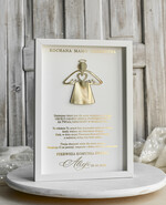 Pamiątki Prezenty na komunię  podziękowania dla najbliższych  podziękowanie dla Matki Chrzestnej na Komunię, Komunijne podziękowania dla Matki i Ojca Chrzestnego w białej ramie 5