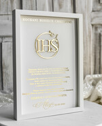 Pamiątki Prezenty na komunię  podziękowania dla najbliższych  podziękowanie dla rodziców Chrzestnych na Komunię, Komunijne podziękowania dla Matki i Ojca Chrzestnego w białej ramie 1