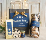 Prezenty oferta dla Firm mini zestawy  upominki świąteczne dla klientów z logo firmy Małe boxy prezentowe zestawy z kawą i herbatą miody 1