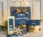 Prezenty oferta dla Firm mini zestawy  upominki świąteczne dla klientów z logo firmy Małe boxy prezentowe zestawy z kawą i herbatą miody 2