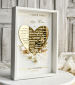 podziękowania dla najbliższych  Podziękowania w Ramie podziękowanie dla Matki Chrzestnej na Komunię, Komunijne podziękowania dla Matki i Ojca Chrzestnego Rama i kwiaty , Flowerbox Serce 1