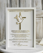 podziękowania dla najbliższych  Podziękowania w Ramie podziękowanie dla rodziców Chrzestnych na Komunię, Komunijne podziękowania dla Matki i Ojca Chrzestnego w białej ramie 1