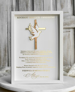 podziękowania dla najbliższych  Podziękowania w Ramie podziękowanie dla rodziców Chrzestnych na Komunię, Komunijne podziękowania dla Matki i Ojca Chrzestnego w białej ramie 0