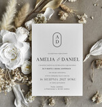 Zaproszenia ślubne tanie Tanie Zaproszenie Ślubne Czarno Białe z monogramem , Monochromatyczne Zaproszenia na Ślub 0