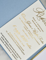 ZAPROSZENIA NA CHRZCINY dla chłopca Boho Złocone Zaproszenie na Chrzest w folderze, Eleganckie Zaproszenia na Chrzciny ze Zdjęciem 3