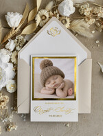 ZAPROSZENIA NA CHRZCINY dla chłopca zaproszenie na Chrzest Złote zaproszenie na chrzciny ze zdjęciem dziecka 0