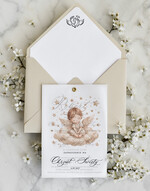 ZAPROSZENIA NA CHRZCINY dla chłopca klasyczne Zaproszenie na Chrzest z kalką, Eleganckie Zaproszenia na Chrzciny  presonalizowane0