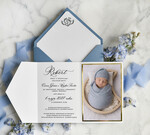 ZAPROSZENIA NA CHRZCINY dla chłopca zaproszenie na Chrzest Niebieskie Klasyczne zaproszenie na chrzciny ze zdjęciem dziecka 2