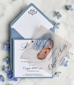 ZAPROSZENIA NA CHRZCINY dla chłopca klasyczne Zaproszenie na Chrzest z kalką, Eleganckie Zaproszenia na Chrzciny ze Zdjęciem 2