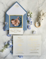 ZAPROSZENIA NA CHRZCINY dla chłopca zaproszenie na Chrzest Złote zaproszenie na chrzciny ze zdjęciem dziecka 1